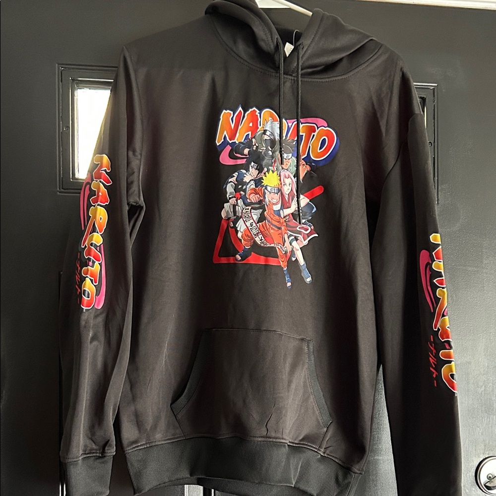 Naruto Character Graphic Black Hoodie Size M